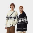 Unisex Striped pattern Long sleeves Knitted Jumper