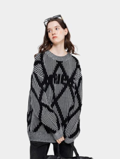 HeyHenry2023 autumn and winter New color matching striped sweater men's and women's round neck brand retro loose knitted couple