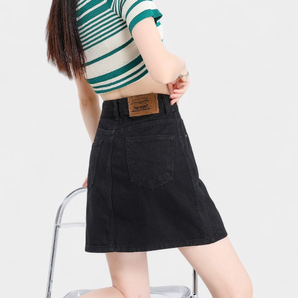 High Waist A-Line Mini Skirt Women's Denim Three-Color Weave Belt Summer Trendy Half-length Skirt Street Style Cotton Polyester Blend
