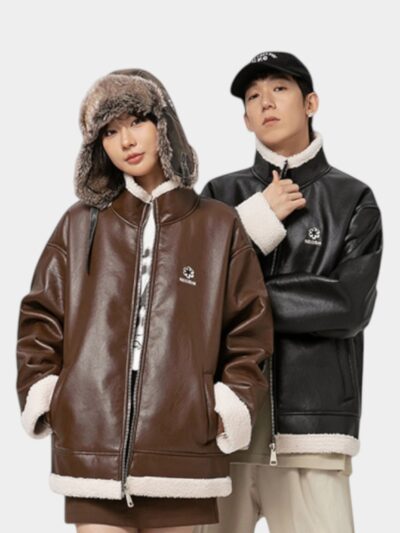 Unisex Oversized Long sleeves Leather Jacket