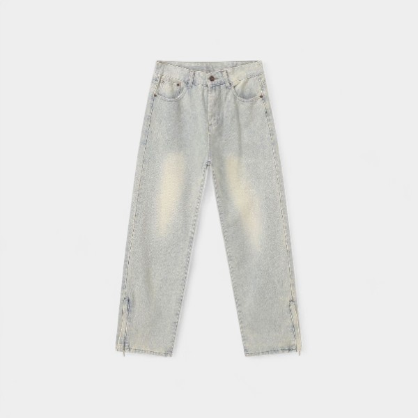 Nirben Denim | New American High Street Jeans Men's Loose Old Retro Washed Leg Zipper Pants