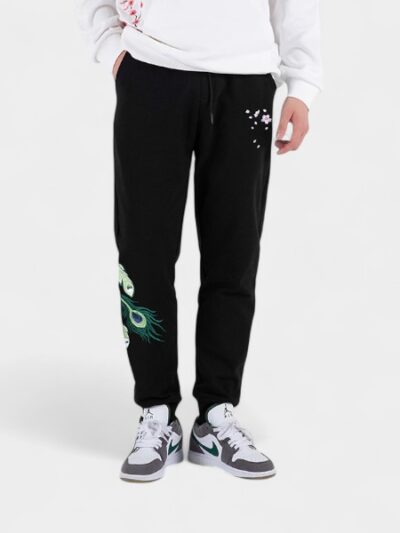 Fleece-lined thick warm embroidered Chinese style national fashion sweatpants men's casual trousers autumn and winter ankle-tied sports pants men