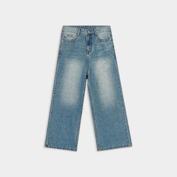 nirben Denim | Wide Leg Retro Jeans Korean Loose Straight Tube Slimming Joker Floor Mopping Dad Pants