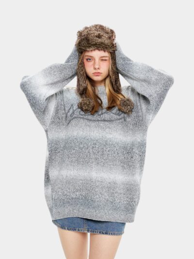 HeyHenry gradient small fresh round neck autumn and winter sweater sweater men's lovers Korean loose lazy style