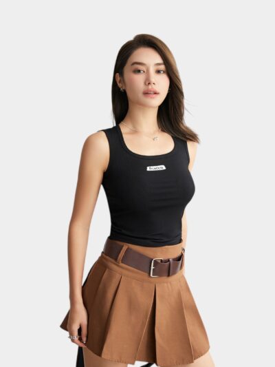 New 2024 spring and summer square collar camisole women's seamless slim fit inner wear sweet and spicy casual fashion T-shirt top