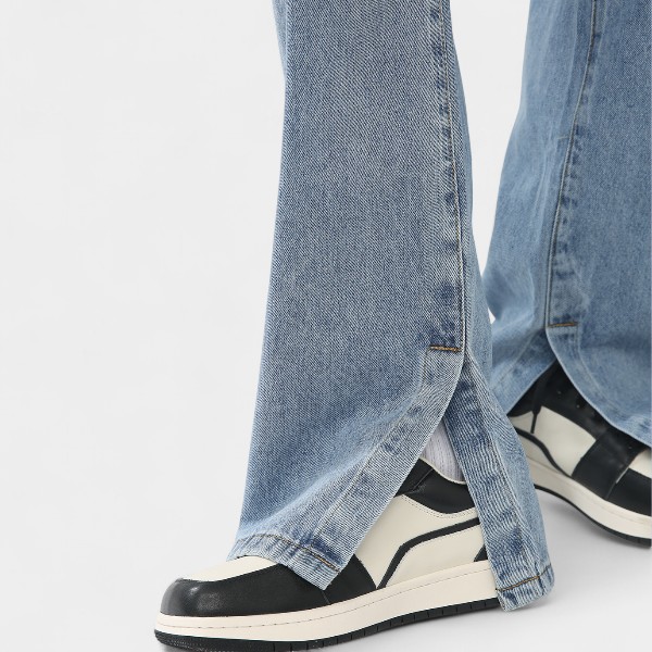 nirben Denim | Retro Street Printed Letter Jeans Loose Slim Straight Vent Wide Leg Pants