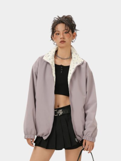 Jack Chuanyang American Style Vintage Floral Print Jacket Coat Women's Spring and Autumn Jacket Men's Design Niche Loose