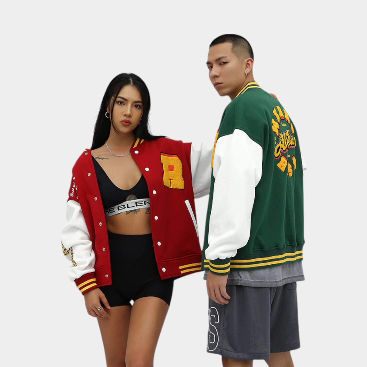 Unisex Text print Long sleeves Varsity Jacket