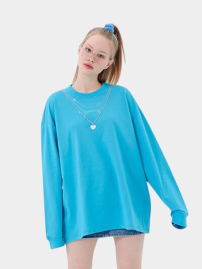 HeyHenry Spring New Round Neck Long Sleeve Loose T-shirt Men's and Women's Trendy Chain Decorative Casual Base Top