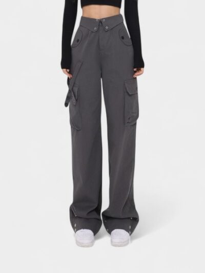 High Waist Wide Leg Workwear Pants American Style for Men And Women Autumn Trendy Casual Pants Breathable Cotton No Belt