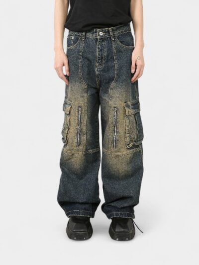 nirben Denim | American washed multi-pocket design workwear jeans men's high-grade European and American pants fashion