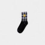 Zhuji socks women's socks mid-height autumn and winter ins tide stockings black square smiley face cartoon step into the product