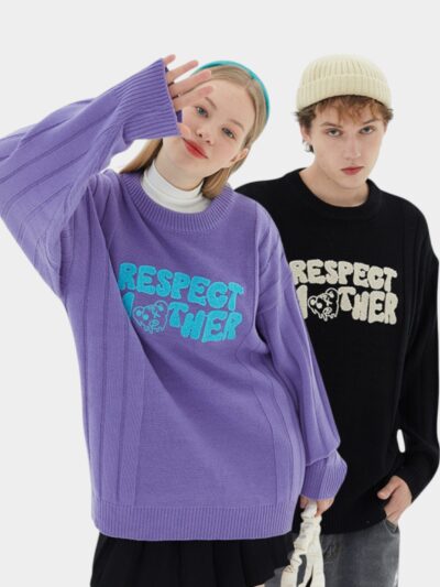 Unisex Text print Long sleeves Knitted Jumper
