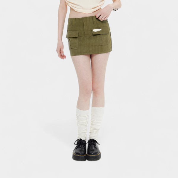 HeyHenry Spice Girls Vintage Tooling Style Pocket Skirt Women's Summer 2023 New Fashion Brand A- Line Half-length Skirt