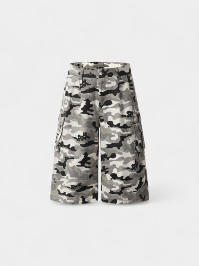 OREETA, cross-border custom American graffiti camouflage cropped pants summer tide brand cotton straight cropped shorts men