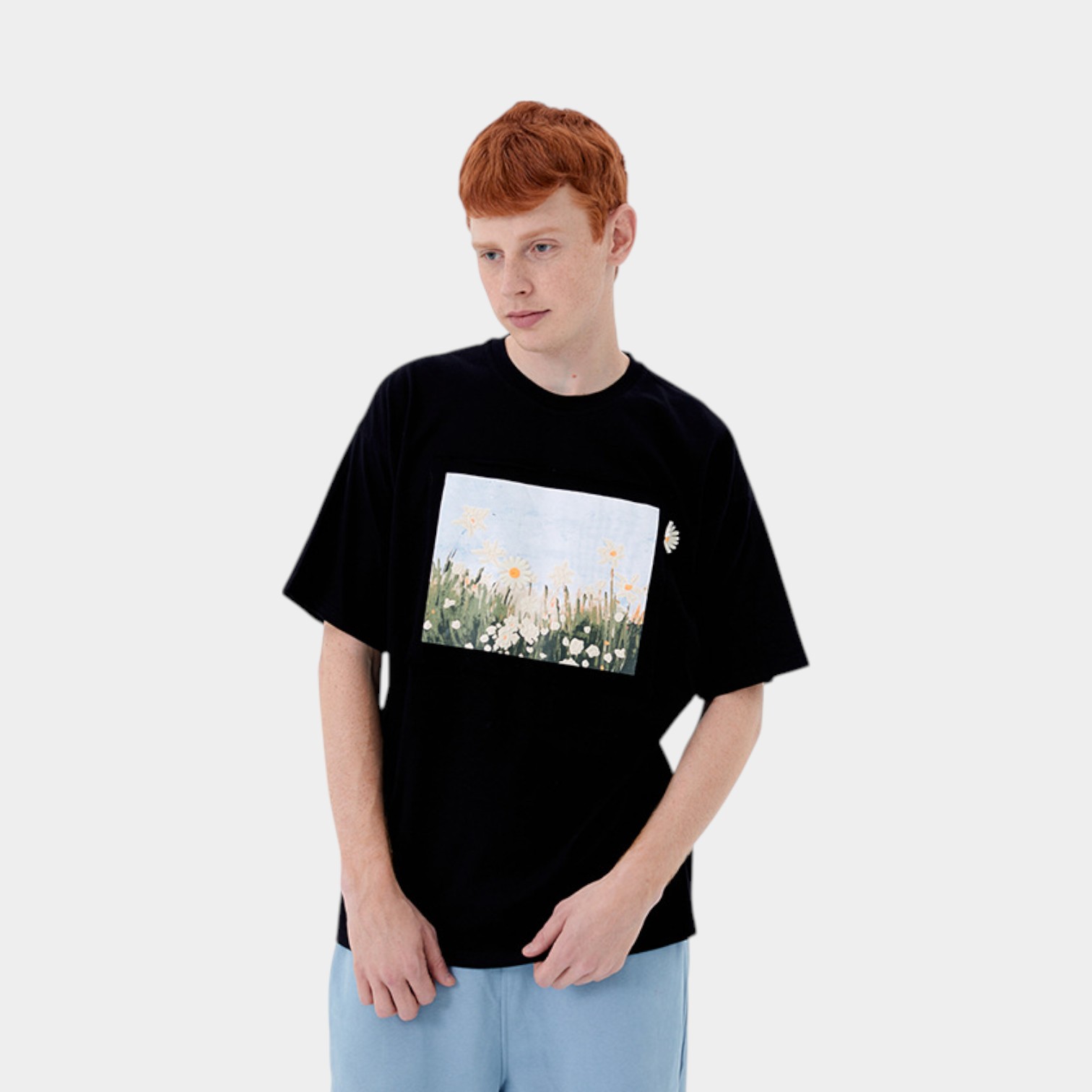 HeyHenry Summer New Korean-style Loose T-shirt for Men and Women Couple Fresh Three-dimensional Embroidered T-shirt Short-sleeved Round Neck