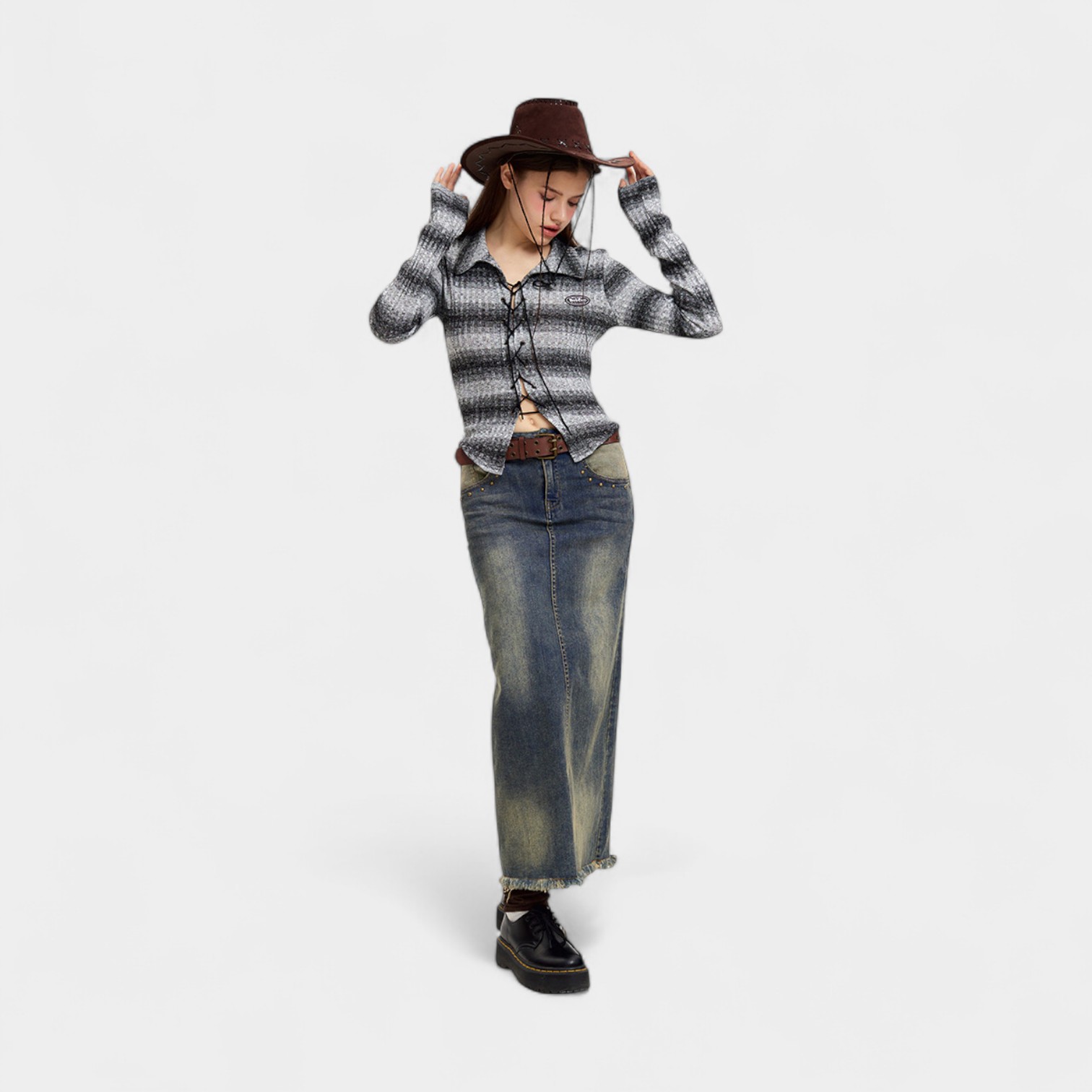 Women's Striped pattern Long sleeves Crop Top - Image 5