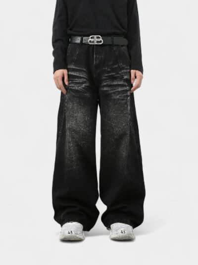 Nirben Denim | American High Street Stitching Deconstruction Jeans Men's Washed Old Fashion Brand Loose Straight Pants