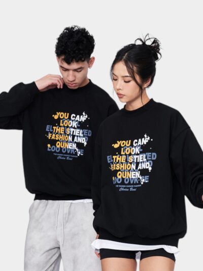 Unisex Text print Long sleeves Sweatshirt