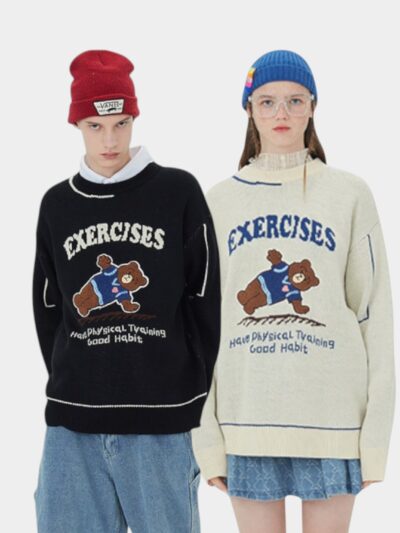 Unisex Animal print Long sleeves Knitted Jumper