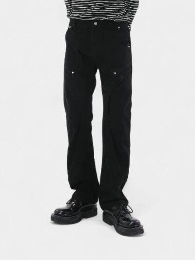 nirben Denim | High Street Retro Washed Micro-La Jeans Korean Fashion Rivet Stitching Casual Pants