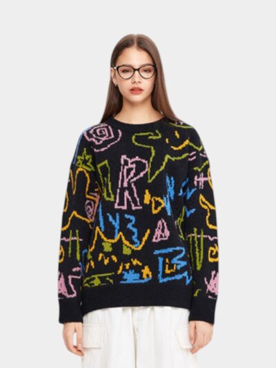 Women's Artistic print Long sleeves Knitted Jumper