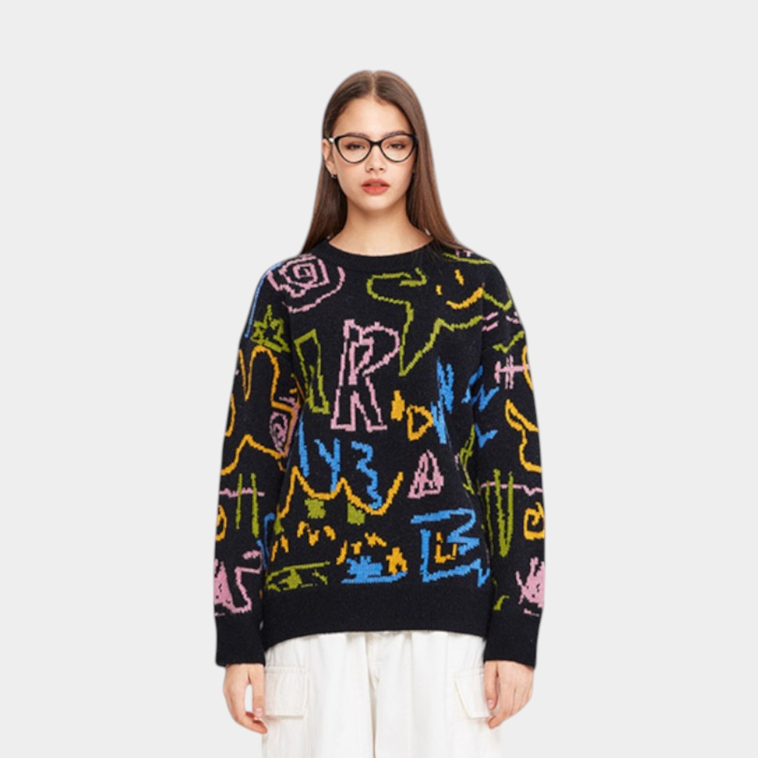 Women's Artistic print Long sleeves Knitted Jumper