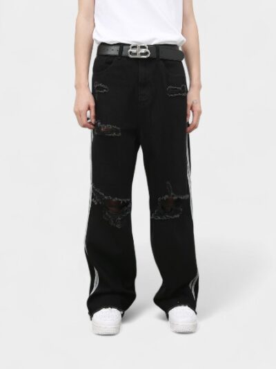 Nirben Denim | American Retro Ripped Wash Wide Leg Jeans Summer New Fashion Brand Street Pants Men
