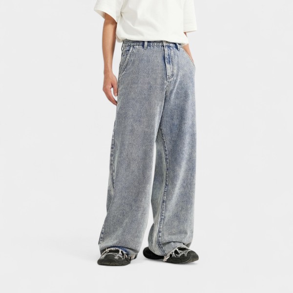 INF Men's | Retro Ragged Wide Leg Jeans 2024 Spring and Summer New Street Washed Dressed Jeans