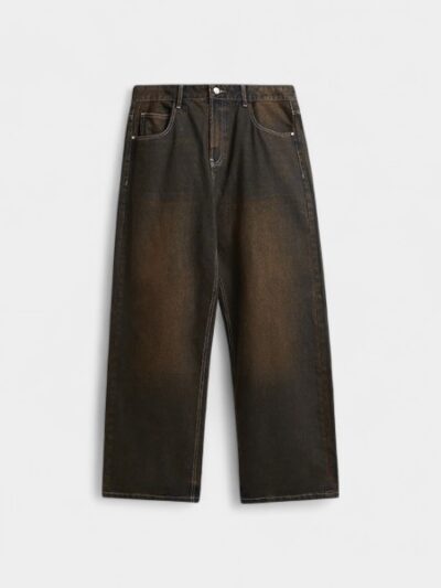 INF men's clothing | Yellow mud sand wash wide-leg jeans 2024 spring and summer new fashion brand street loose straight pants men