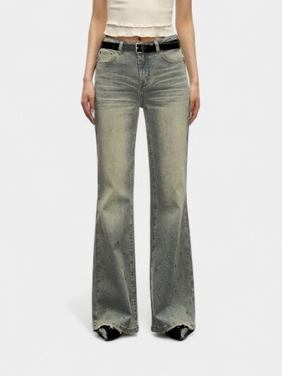 OREETA, Old Design Wash Rivet Jeans, Casual Fashion Brand Slim-fit Slim-fit Skinny Women's Jeans