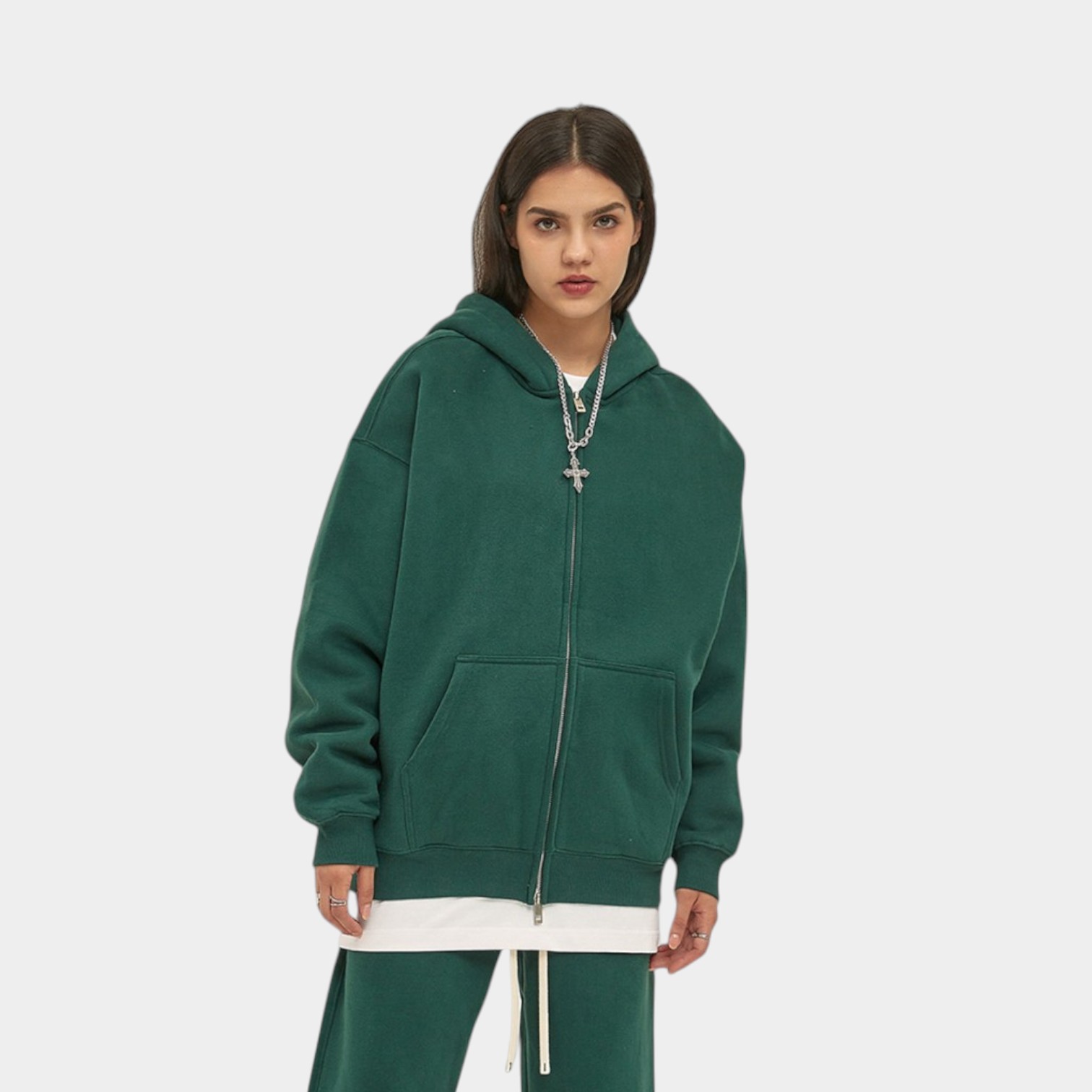 Unisex Oversized Long sleeves Zip up Jacket - Image 3