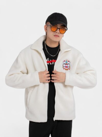 Men's Artistic print Long sleeves Fleece Jacket