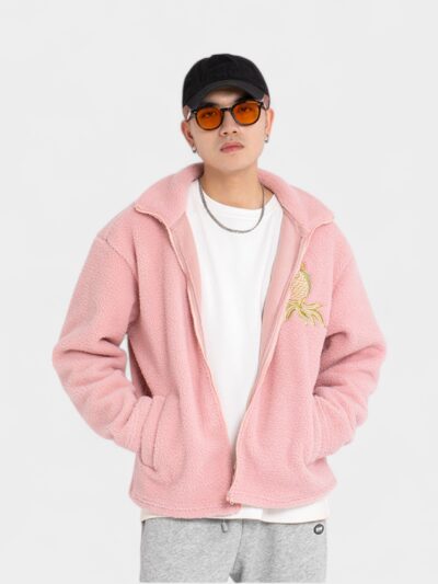 Men's Artistic print Long sleeves Fleece Jacket