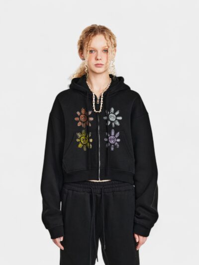 Women's Artistic print Long sleeves Zip up Jacket