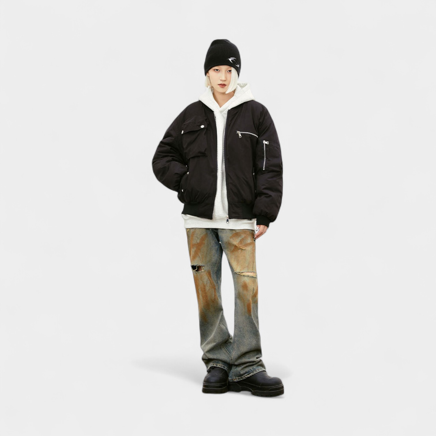 Women's Oversized Long sleeves Bomber Jacket - Image 4