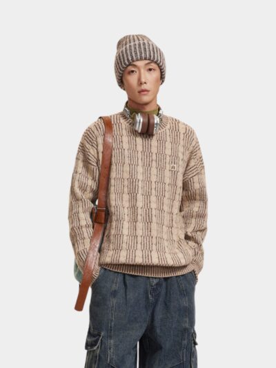 Hong Kong Style Retro Niche Design Lazy Style Trendy Brand Knit Sweater American Style Twist Loose Casual Sweater