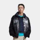 Street American Retro Hip Hop Washed Denim Jacket Spray Paint Graffiti Handsome All-Match Jacket