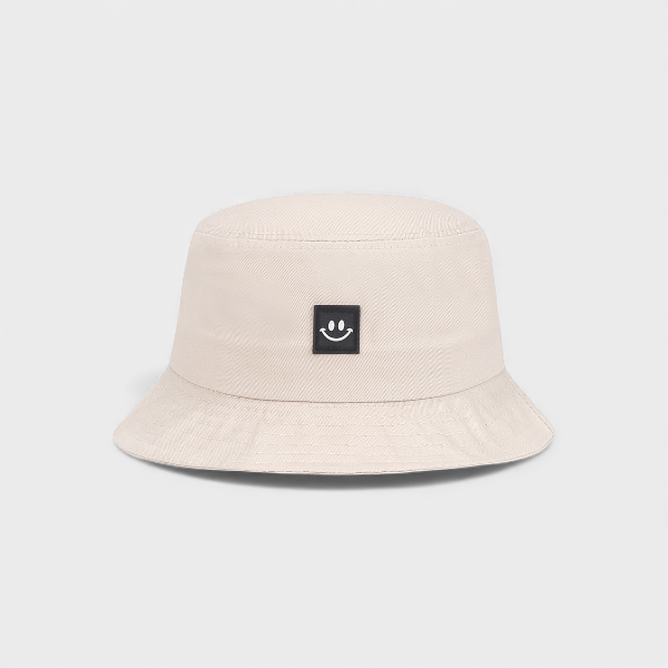 Zhenyueqi Spring and Autumn New Leather Label Smiley Fisherman Hat for Men and Women Street All-match Sunshade Basin Hat for Couple