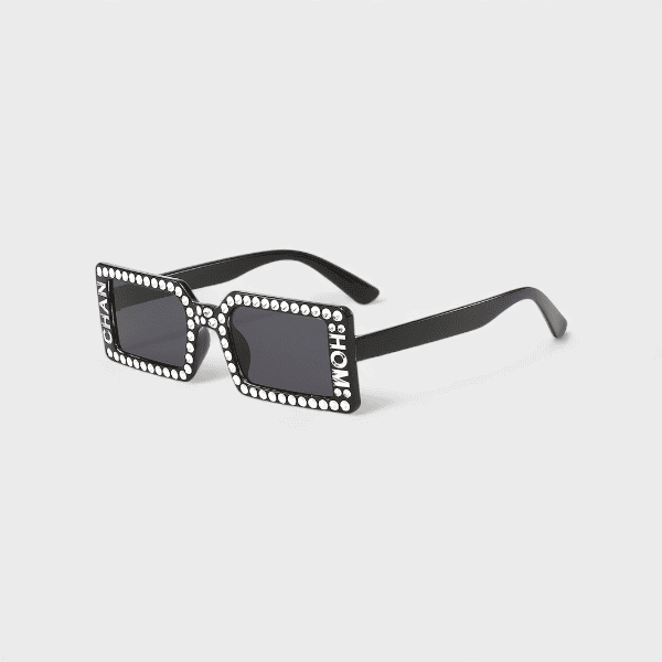 Exaggerated non-mainstream rectangular sunglasses women's fake diamond letters sunglasses sunglasses men's sunglasses