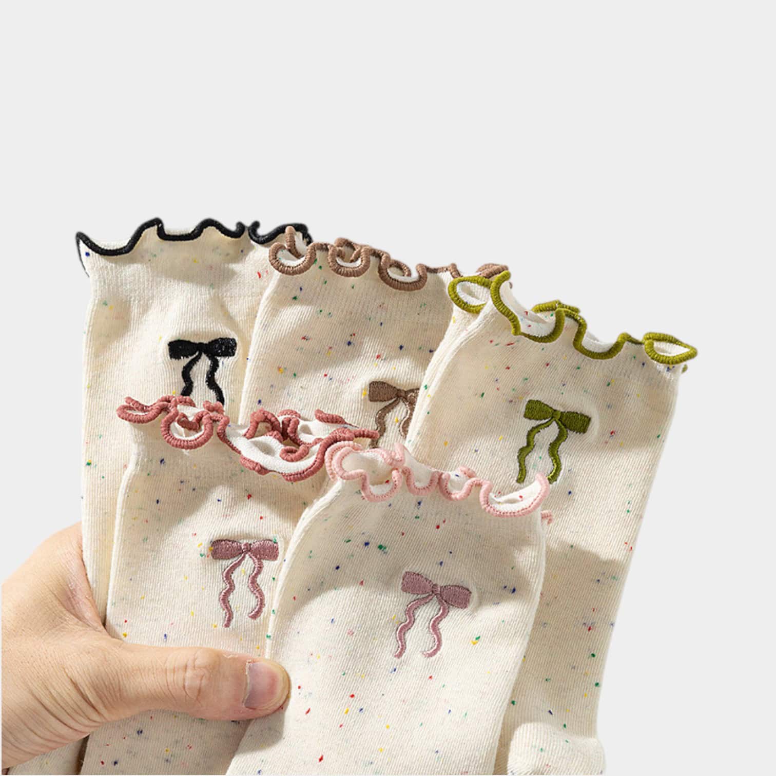 Bow socks women's spring and autumn cotton cute lace deodorant junior high school students 2024 new explosion tube socks