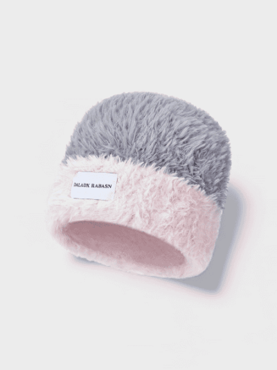 Cute colorful button plush hat female autumn and winter pile hat warm labeling face small Japanese style woolen hat