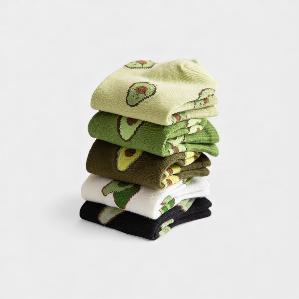 Women's Short Boat Socks Fresh Spring Autumn Summer Avocado Trendy Autumn Mid-calf Ladies Socks