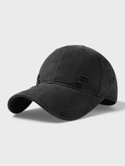 Spring and summer baseball cap women's fashion ripped soft top peaked cap men's solid color all-match outdoor leisure cap big head circumference hat