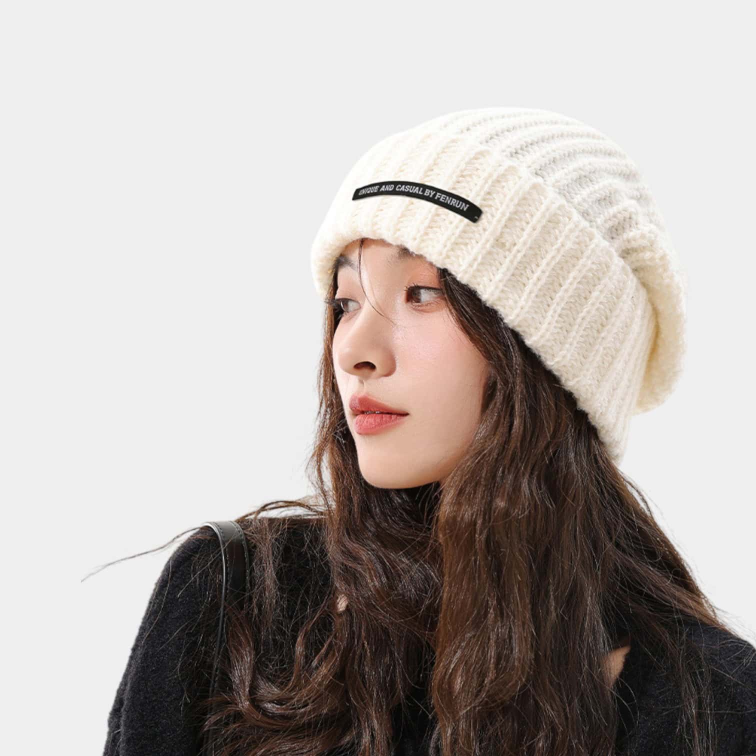 Winter new women's long cloth knitted hat Korean versatile face-looking small loose thick knitted ear protection warm pullover