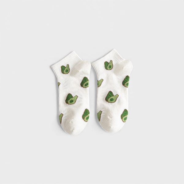 Women's Short Boat Socks Fresh Spring Autumn Summer Avocado Trendy Autumn Mid-calf Ladies Socks