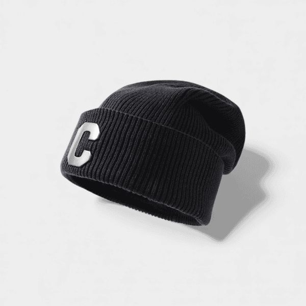 Autumn and Winter knitted hat solid color simple men's casual hat trendy all-match wool hat metal C standard Korean style cold hat