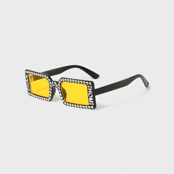 Exaggerated non-mainstream rectangular sunglasses women's fake diamond letters sunglasses sunglasses men's sunglasses