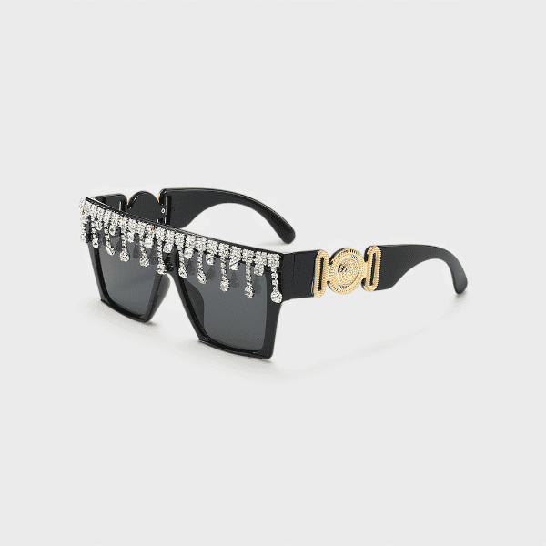 European and American star retro oversized square sunglasses women's fashionable sunglasses ins Korean style fashionable Diamond sunglasses