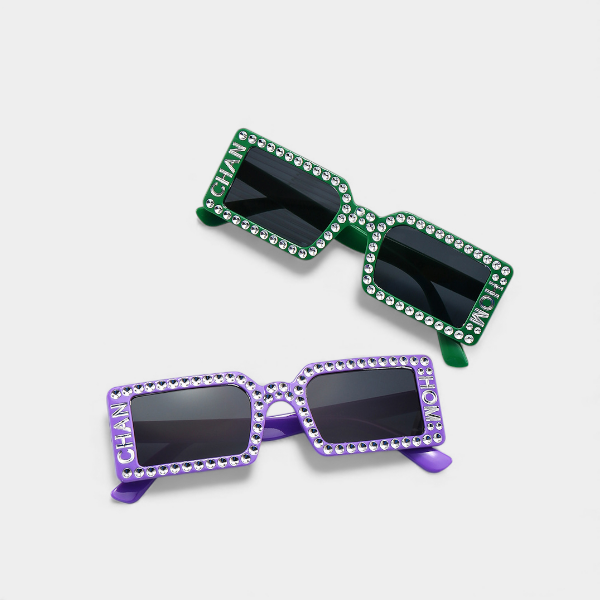 Exaggerated non-mainstream rectangular sunglasses women's fake diamond letters sunglasses sunglasses men's sunglasses